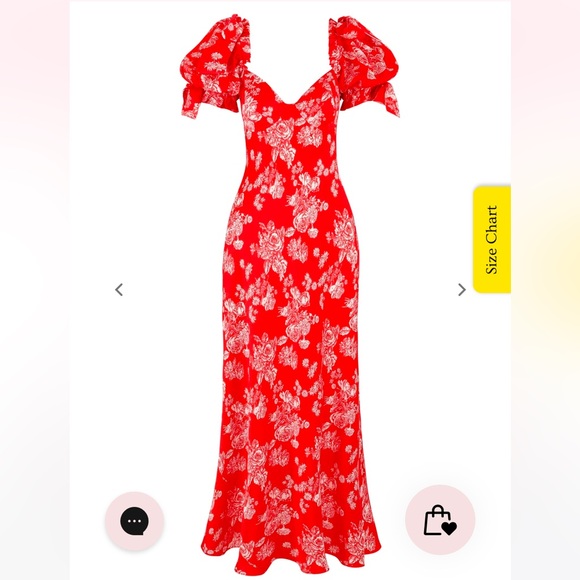 💕Selkie🐱The Poet Pink Puff Sleeve 100% Silk Charmeuse Cat Print Maxi Dress - Picture 7 of 16